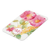 モノグラム |青の白いデイジー マグネット (左側)