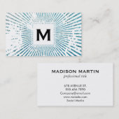 モノグラム |青グランジ 名刺 (正面/裏面)