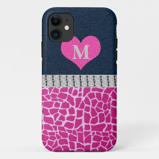 モノグラム、青、ピンクのキリンのプリントのiPhone 5の場合 Case-Mate iPhoneケース (裏面)