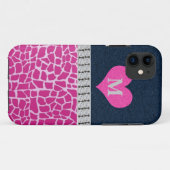 モノグラム、青、ピンクのキリンのプリントのiPhone 5の場合 Case-Mate iPhoneケース (裏面(横))