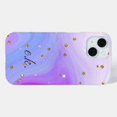 モノグラム 青 紫 ピンク スワール ゴールドラメ Case-Mate iPhoneケース (裏面 (横))