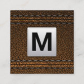 モノグラム |革の背景 スクエア名刺 (正面)