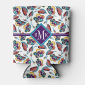 モノグラム |鮮やかなハイビスカスパターン 缶クーラー (正面)