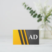 モノグラム | 黄色のグレーのレイヤー 名刺 (スタンド正面)