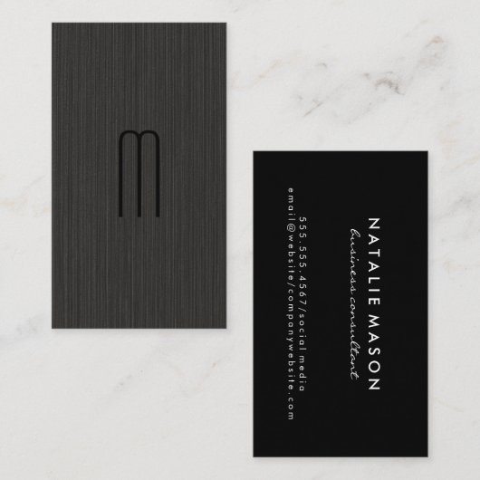 モノグラム |黒いテクスチャ 名刺 (正面/裏面)