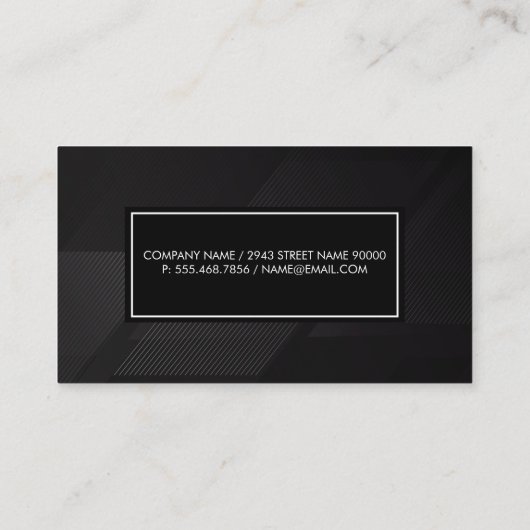 モノグラム | 黒お洒落薄ストライプ色 名刺 (裏面)