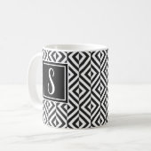 モノグラム 黒と白のダイヤ柄 コーヒーマグカップ (正面左)