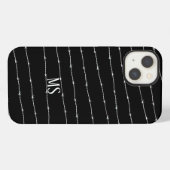 モノグラム 黒と白の有刺鉄線 パターン iPhoneケース (裏面横)