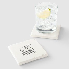 モノグラム |黒パーソナライズされた白デザイン | ストーンコースター