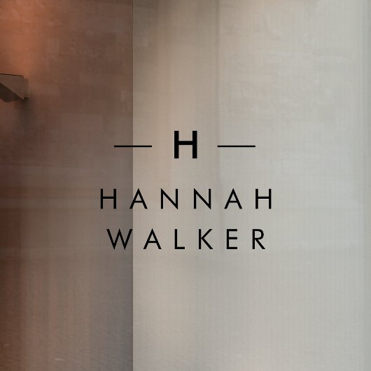 モノグラム |黒ミニマルエレガント名札 ウィンドウサイン