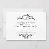 モノグラム 黒 白 結婚式 ライブストリーミング QRコード 案内状 (正面)