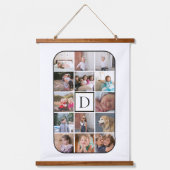 モノグラム、14フォトコラージュ丸いコーナー白 吊り下げ型タペストリー (正面)