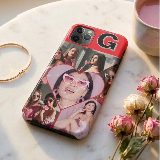 モノグラム 6枚フォトコラージュ ティール iPhone カー Case-Mate iPhoneケース
