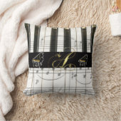 モノグラム"A"のグランドピアノのキーボード クッション (ブランケット)