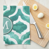 モノグラム | Aquamarine Motif IV キッチンタオル (四つ折り)