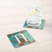 モノグラム| Dejaの青 スクエアペーパーコースター (インサイチュ)