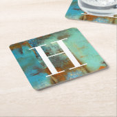 モノグラム| Dejaの青 スクエアペーパーコースター (アングル)