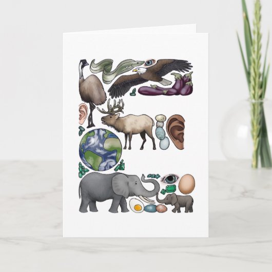 モノグラム"E"のメッセージカード ノートカード (正面)