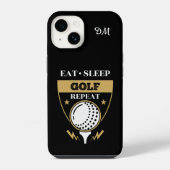 モノグラム Eat Sleep Golf Repeat iPhoneケース (裏面)