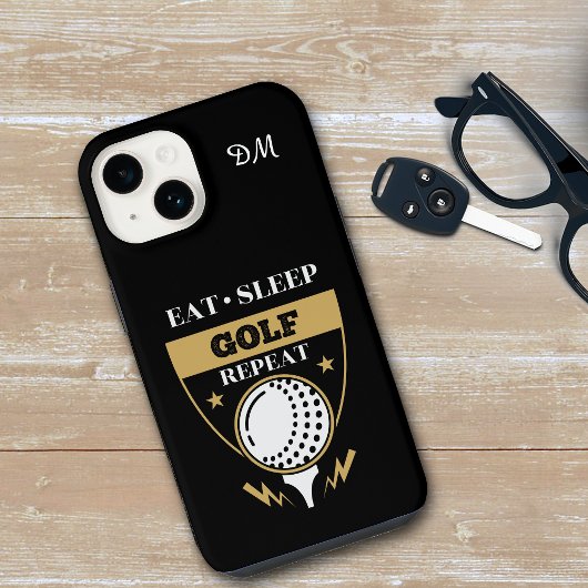 モノグラム Eat Sleep Golf Repeat iPhoneケース