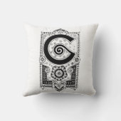 モノグラム Gイニシャル ブラック&ホワイト フラワー パターン クッション (裏面)