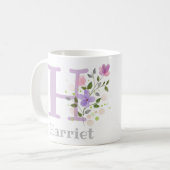 モノグラム H の文字とクリスチャンネーム コーヒーマグカップ (正面左)