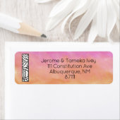 モノグラム「I」もつれ文字オレンジピンク水色 ラベル (インサイチュ)