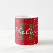 モノグラム、I believe、赤白星 11oz クラシック コーヒーマグカップ (中央)