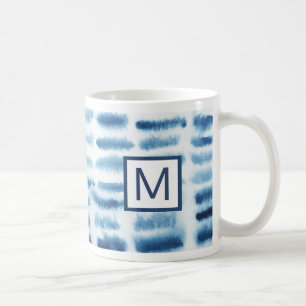 モノグラム Indigioの水彩画のプリント コーヒーマグカップ