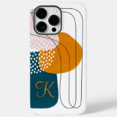 モノグラム K ティール オレンジ ボホ アブストラクトアート Case-Mate iPhoneケース (裏面)