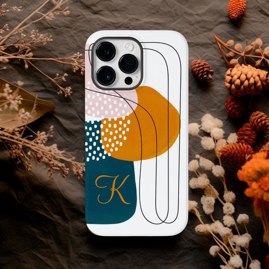 モノグラム K ティール オレンジ ボホ アブストラクトアート Case-Mate iPhoneケース