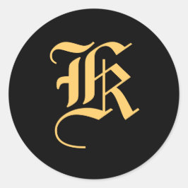 モノグラム「K」金ゴールドカラー（ブラック） ラウンドシール