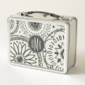 モノグラム| Kamiの抽象的なパターン メタルランチボックス (裏面)