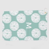 モノグラム | Let's Taco About Love |ティール（緑がかった色）ライム ゴルフタオル (横)