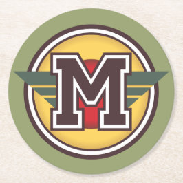 モノグラム「M」イニシャル ラウンドペーパーコースター