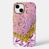 モノグラム M ゴールド ラメ ピンク ファンタジー 雨の雫 Case-Mate iPhoneケース (裏面)
