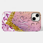 モノグラム M ゴールド ラメ ピンク ファンタジー 雨の雫 Case-Mate iPhoneケース (裏面 (横))