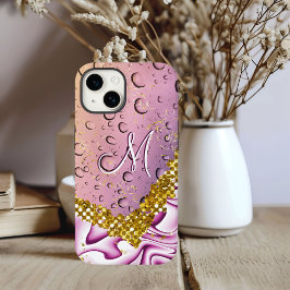 モノグラム M ゴールド ラメ ピンク ファンタジー 雨の雫 Case-Mate iPhone 14ケース