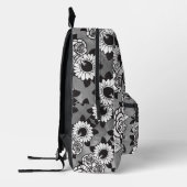 モノグラム"M"フローラタトゥーパターン白黒DIY プリントバックパック (左)