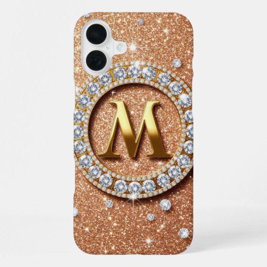 モノグラム「M」ローズゴールド✨ラグジュアリーな輝き iPhoneケース (裏面)