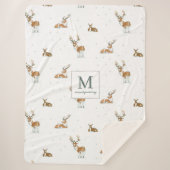 モノグラム | Mid-Century モダン Christmas Reindeer シェルパブランケット (正面)
