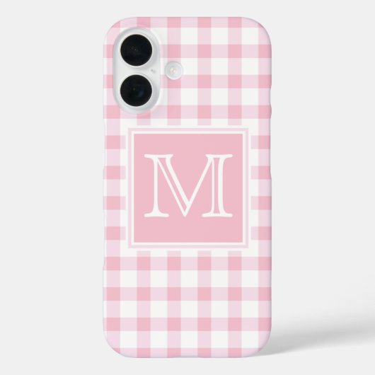 モノグラム | Pastel Pink ガーリー Gingham Plaid 市松模様に Case-Mate iPhoneケース (裏面)