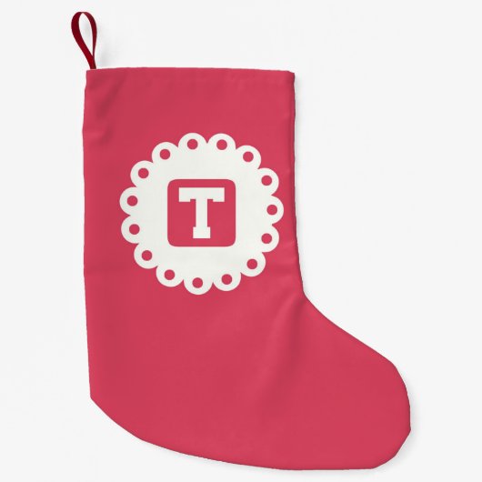 モノグラム「T」 スモールクリスマスストッキング (正面)