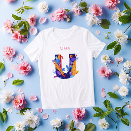 モノグラム - Uの文字 ビブラント アーティスティックな誕生日ギフト トライブレンドTシャツ