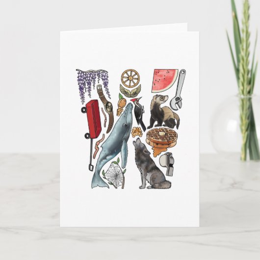 モノグラム"W"のメッセージカード ノートカード (正面)