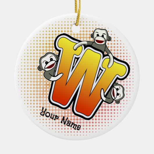 モノグラム W ソックモンキー セラミックオーナメント (正面)