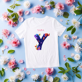 モノグラム - Yの文字 カラフルで芸術的な誕生日 トライブレンドTシャツ