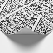 モノグラムAイニシャル白黒フローラルパターン ラッピングペーパー (角)