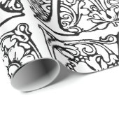 モノグラムAイニシャル白黒フローラルパターン ラッピングペーパー (ロールコーナー)