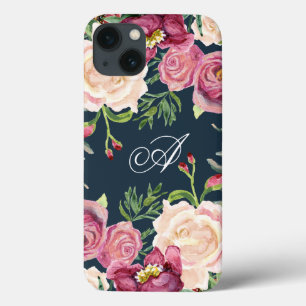 モノグラムAブルゴーニュフローラバラ葉 iPhone 13ケース